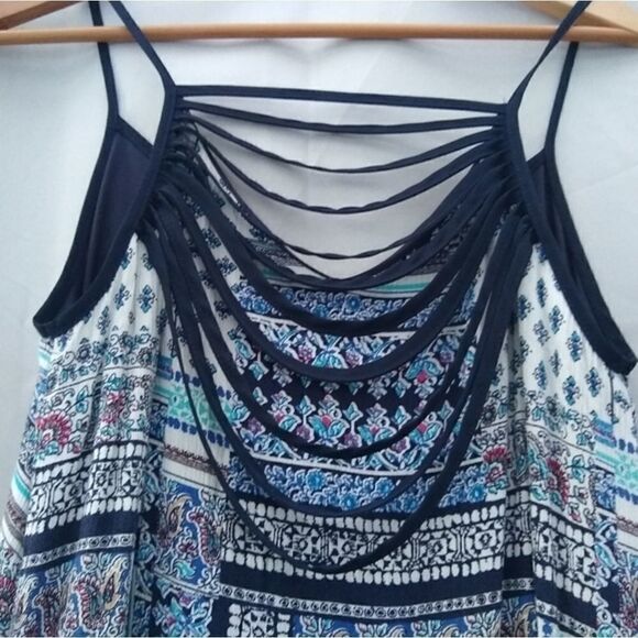 Anthropologie Blue and Black Patterned Dress - Picture 5 of 9